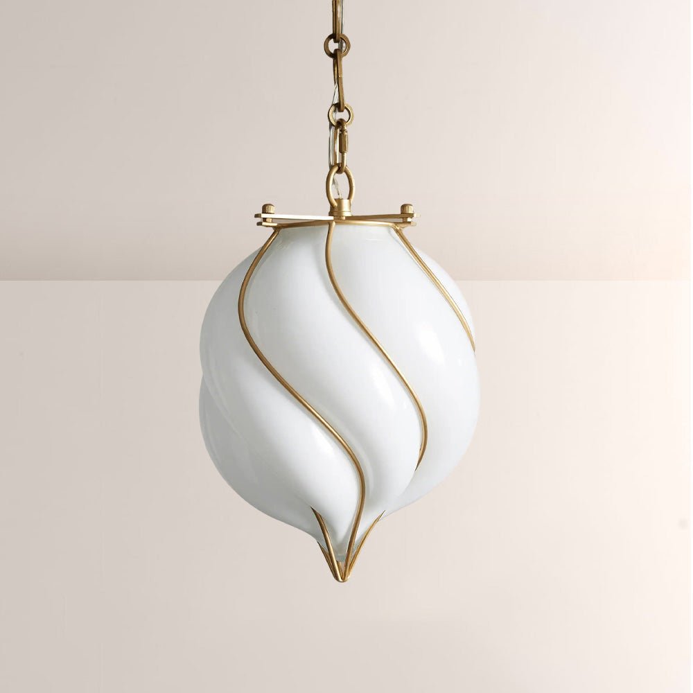 Mara Caged Opal Glass & Brass Small Pendant - fovolighting