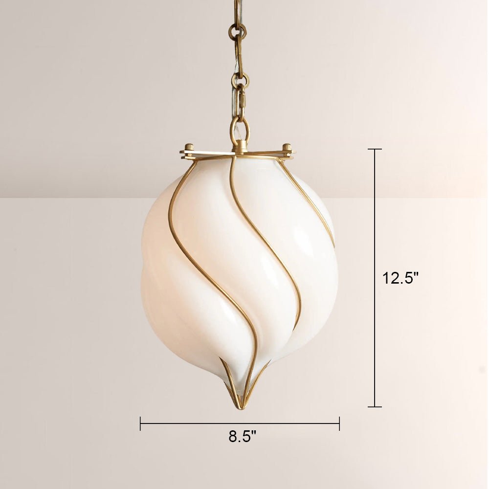 Mara Caged Opal Glass & Brass Small Pendant - fovolighting