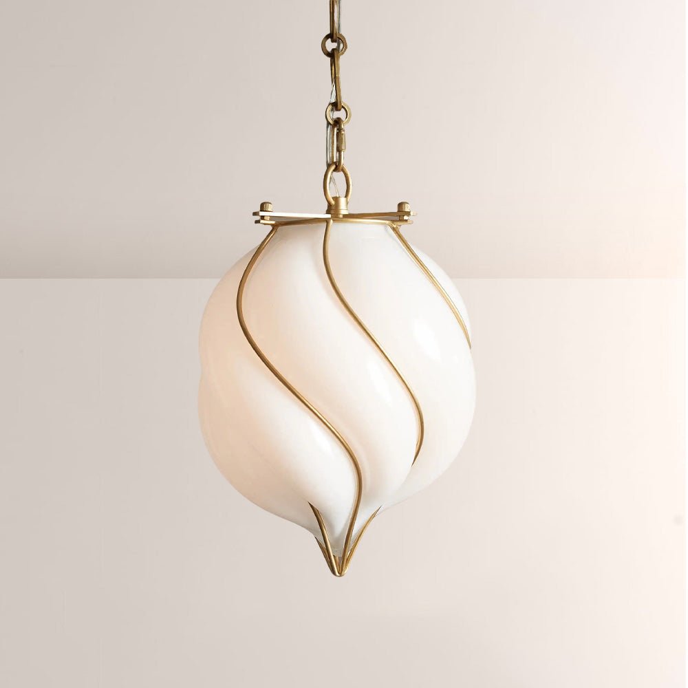 Mara Caged Opal Glass & Brass Small Pendant - fovolighting
