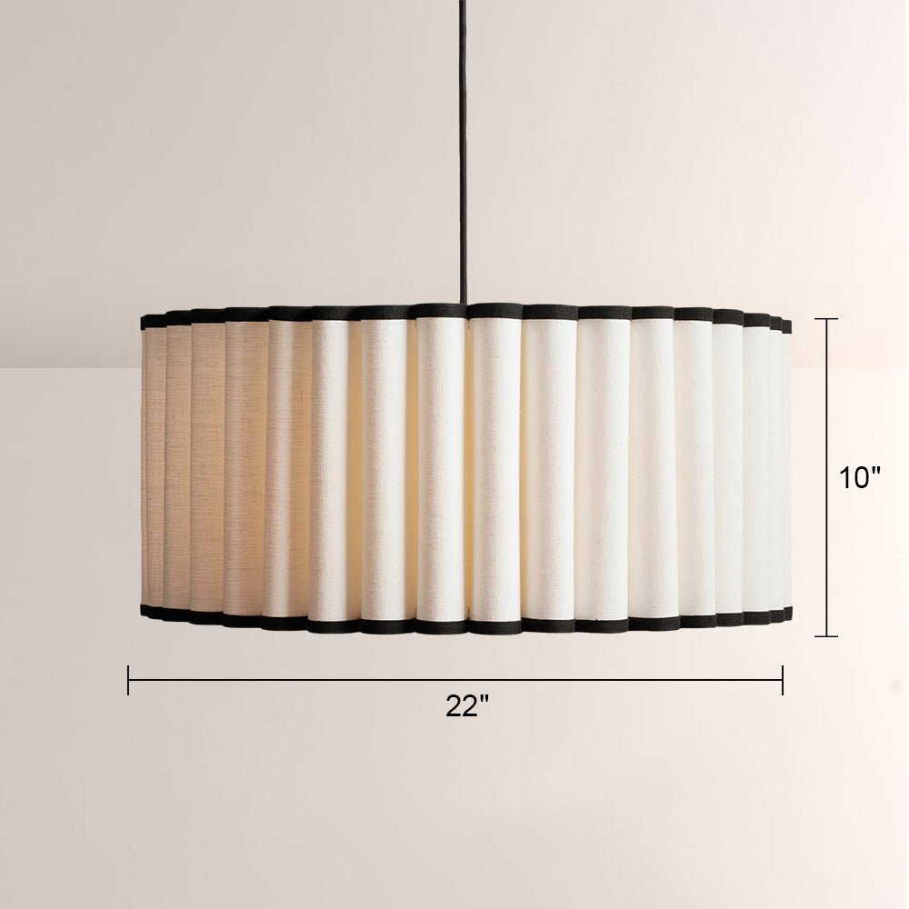 Mara Pleated Linen & Black Trim Pendant - fovolighting