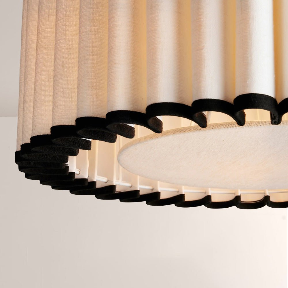Mara Pleated Linen & Black Trim Pendant - fovolighting