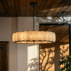 Marlow Calcite Round Chandelier with Natural Alabaster Stone Shades - fovolighting
