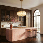 Marlow Calcite Round Chandelier with Natural Alabaster Stone Shades - fovolighting