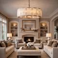 Marlow Calcite Round Chandelier with Natural Alabaster Stone Shades - fovolighting