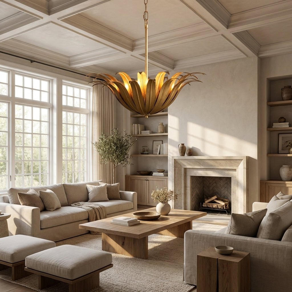 Matilde Palm Leaf & Brass Pendant - fovolighting