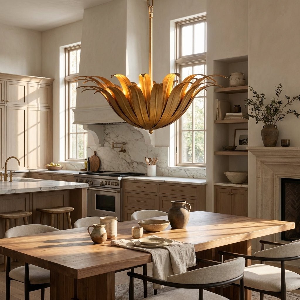 Matilde Palm Leaf & Brass Pendant - fovolighting