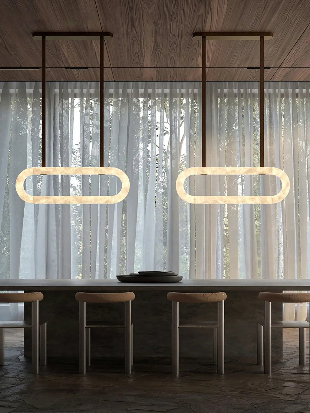 JC Circle Alabaster Chandelier
