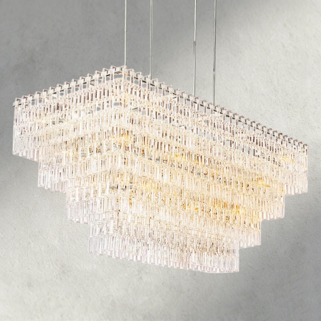 Merlyna Tiered Rectangular Chandelier 60", 72" - fovolighting