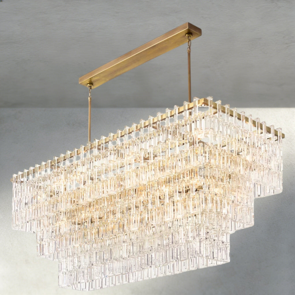 Merlyna Tiered Rectangular Chandelier 60", 72" - fovolighting
