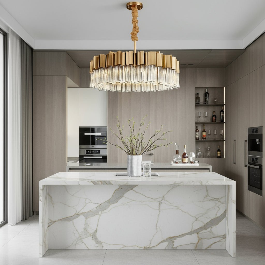 Milano Brushed Gold Crystal Chandelier - fovolighting