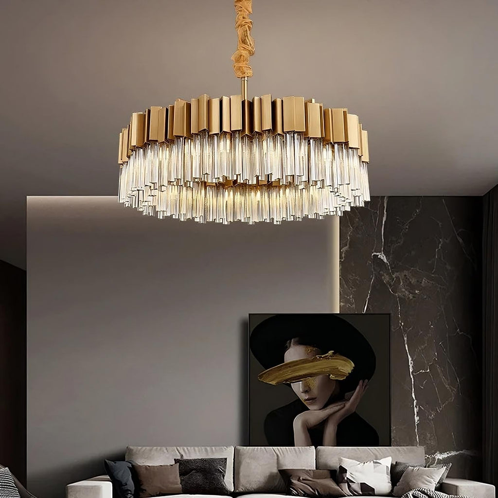 Milano Brushed Gold Crystal Chandelier - fovolighting