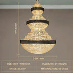 Modern Black Iron Crystal Chandelier For Foyer Staircase Luxurious Design Ceiling Light Fixture - fovolighting