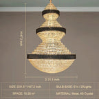 Modern Black Iron Crystal Chandelier For Foyer Staircase Luxurious Design Ceiling Light Fixture - fovolighting