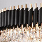 Modern Black Iron Crystal Chandelier For Foyer Staircase Luxurious Design Ceiling Light Fixture - fovolighting