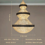 Modern Black Iron Crystal Chandelier For Foyer Staircase Luxurious Design Ceiling Light Fixture - fovolighting
