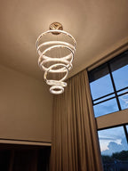 Modern Front Entryway Chandelier 5/6/7 Rings Crystal Gold/ Chrome Finish Ceiling Lamp - fovolighting