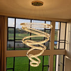 Modern Front Entryway Chandelier 5/6/7 Rings Crystal Gold/ Chrome Finish Ceiling Lamp - fovolighting