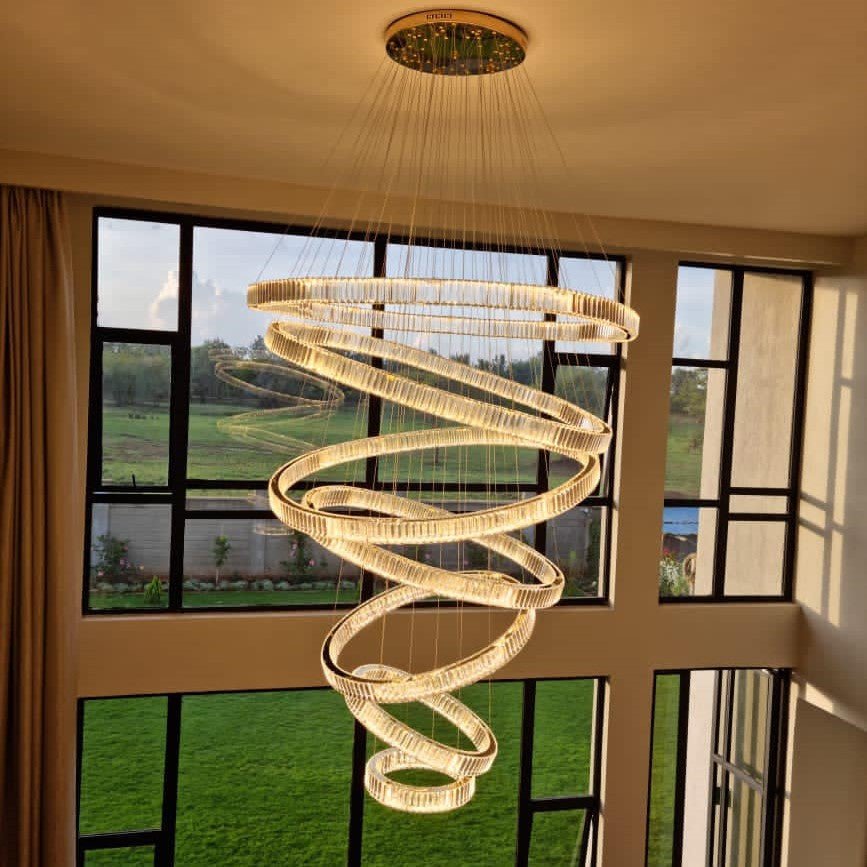 Modern Front Entryway Chandelier 5/6/7 Rings Crystal Gold/ Chrome Finish Ceiling Lamp - fovolighting