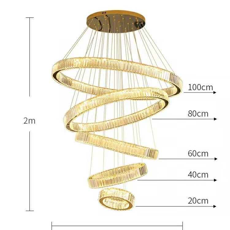Modern Front Entryway Chandelier 5/6/7 Rings Crystal Gold/ Chrome Finish Ceiling Lamp - fovolighting