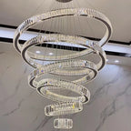 Modern Front Entryway Chandelier 5/6/7 Rings Crystal Gold/ Chrome Finish Ceiling Lamp - fovolighting
