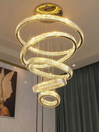 Modern Front Entryway Chandelier 5/6/7 Rings Crystal Gold/ Chrome Finish Ceiling Lamp - fovolighting