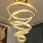 Modern Front Entryway Chandelier 5/6/7 Rings Crystal Gold/ Chrome Finish Ceiling Lamp - fovolighting