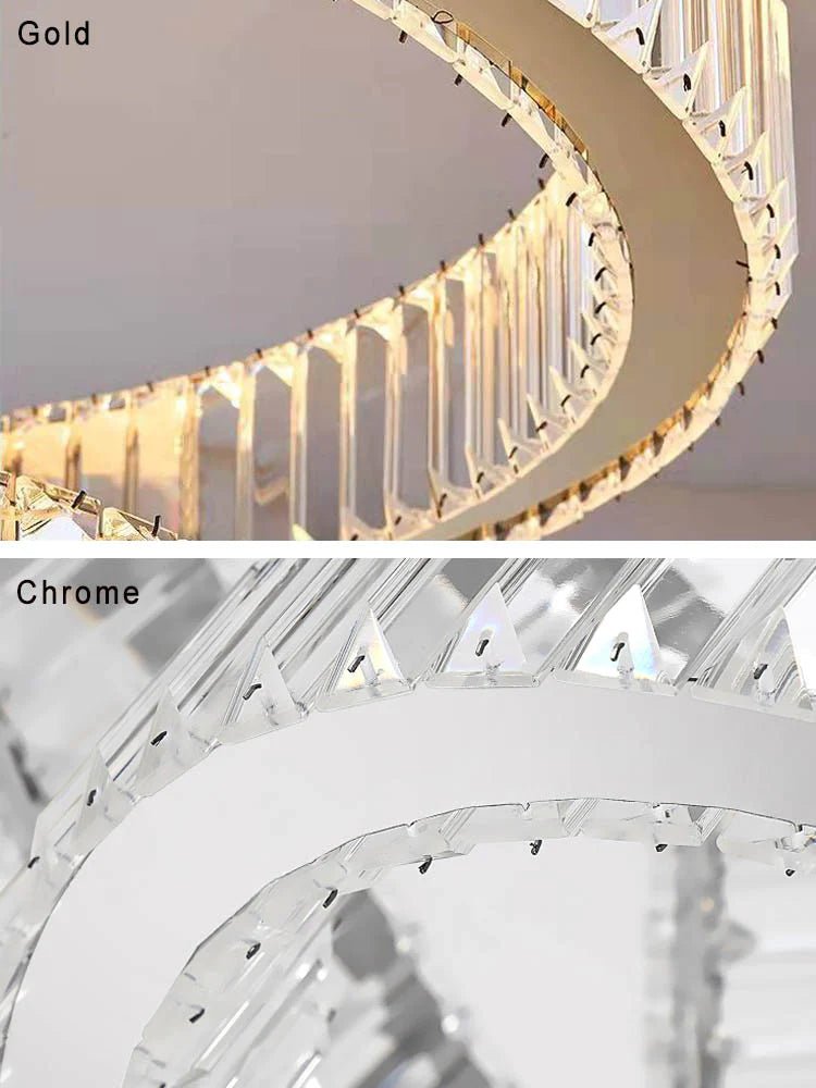 Modern Front Entryway Chandelier 5/6/7 Rings Crystal Gold/ Chrome Finish Ceiling Lamp - fovolighting
