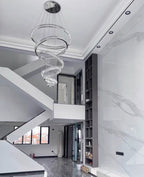Modern Front Entryway Chandelier 5/6/7 Rings Crystal Gold/ Chrome Finish Ceiling Lamp - fovolighting