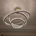 Modern Front Entryway Chandelier 5/6/7 Rings Crystal Gold/ Chrome Finish Ceiling Lamp - fovolighting