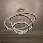 Modern Front Entryway Chandelier 5/6/7 Rings Crystal Gold/ Chrome Finish Ceiling Lamp - fovolighting