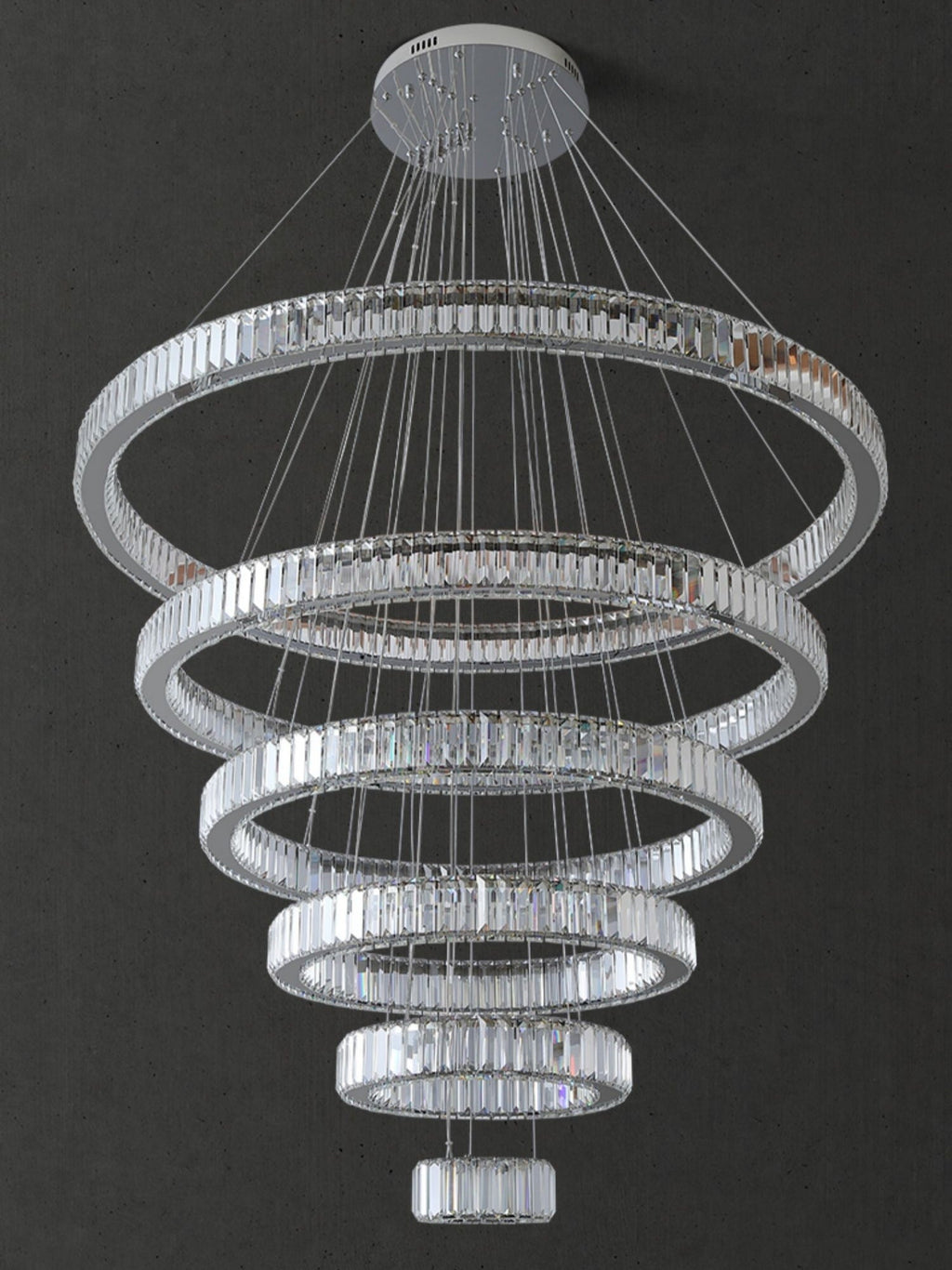 Modern Front Entryway Chandelier 5/6/7 Rings Crystal Gold/ Chrome Finish Ceiling Lamp - fovolighting
