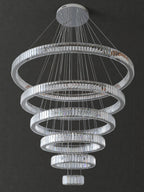 Modern Front Entryway Chandelier 5/6/7 Rings Crystal Gold/ Chrome Finish Ceiling Lamp - fovolighting