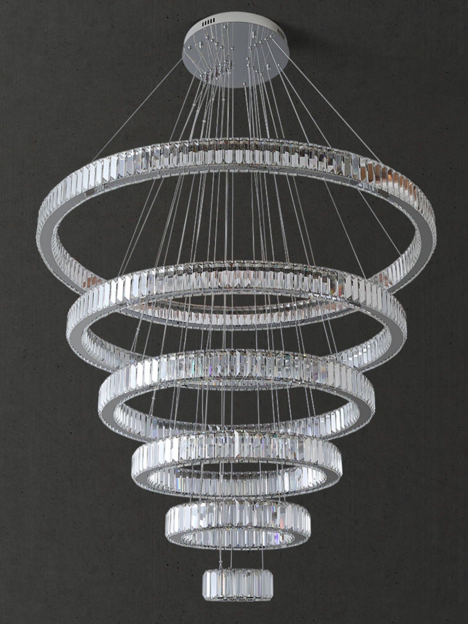 Modern Front Entryway Chandelier 5/6/7 Rings Crystal Gold/ Chrome Finish Ceiling Lamp - fovolighting