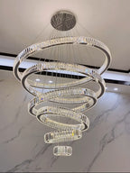 Modern Front Entryway Chandelier 5/6/7 Rings Crystal Gold/ Chrome Finish Ceiling Lamp - fovolighting