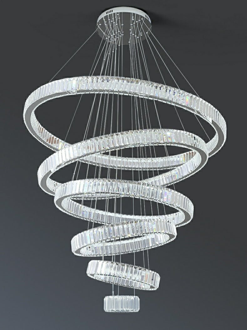 Modern Front Entryway Chandelier 5/6/7 Rings Crystal Gold/ Chrome Finish Ceiling Lamp - fovolighting