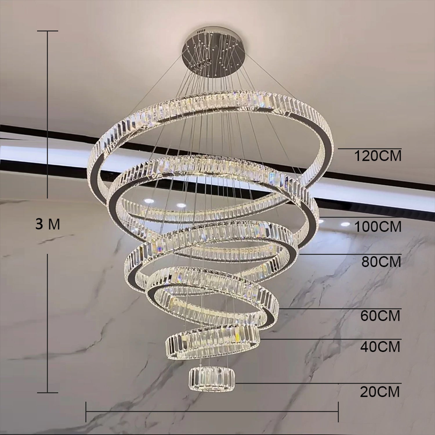 Modern Front Entryway Chandelier 5/6/7 Rings Crystal Gold/ Chrome Finish Ceiling Lamp - fovolighting