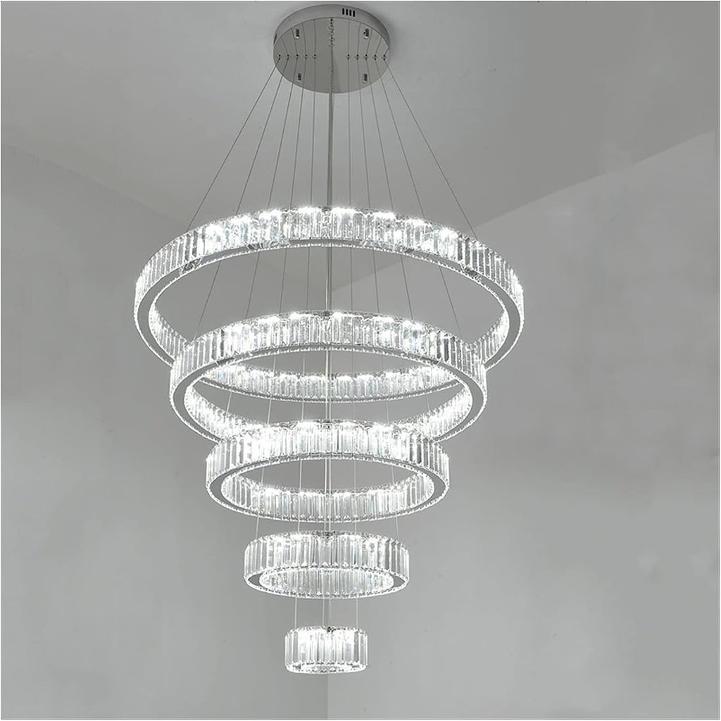 Modern Front Entryway Chandelier 5/6/7 Rings Crystal Gold/ Chrome Finish Ceiling Lamp - fovolighting