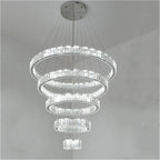 Modern Front Entryway Chandelier 5/6/7 Rings Crystal Gold/ Chrome Finish Ceiling Lamp - fovolighting