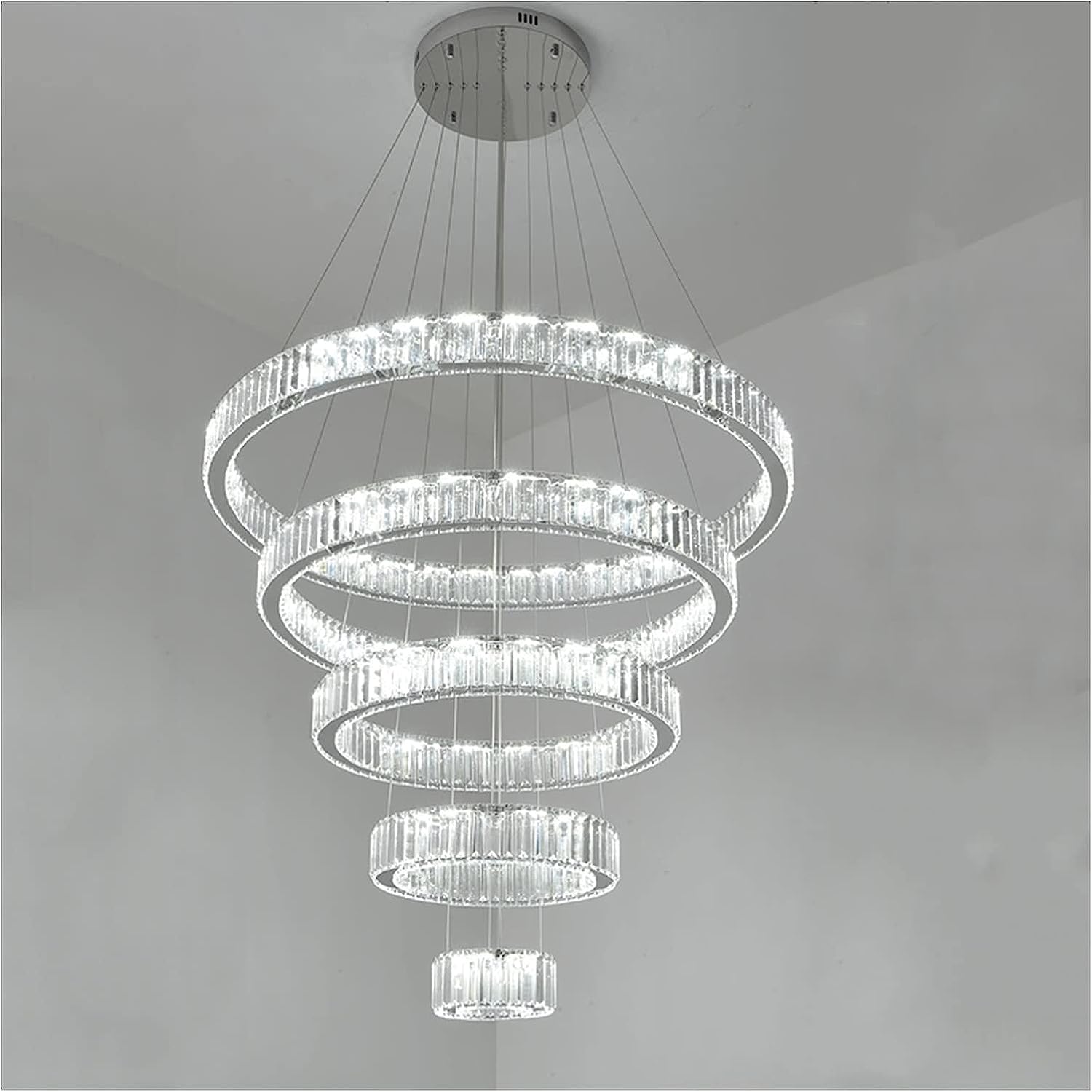 Modern Front Entryway Chandelier 5/6/7 Rings Crystal Gold/ Chrome Finish Ceiling Lamp - fovolighting