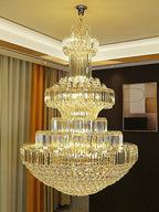 Modern Gold Foyer Extra Large Crystal Chandeliers Round Luxury Ceiling Light Fixture For Hall Entrance - fovolighting