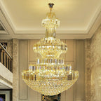 Modern Gold Foyer Extra Large Crystal Chandeliers Round Luxury Ceiling Light Fixture For Hall Entrance - fovolighting