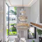 Modern Gold Foyer Extra Large Crystal Chandeliers Round Luxury Ceiling Light Fixture For Hall Entrance - fovolighting