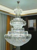 Modern Gold Foyer Extra Large Crystal Chandeliers Round Luxury Ceiling Light Fixture For Hall Entrance - fovolighting
