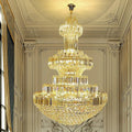 Modern Gold Foyer Extra Large Crystal Chandeliers Round Luxury Ceiling Light Fixture For Hall Entrance - fovolighting