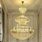 Modern Gold Foyer Extra Large Crystal Chandeliers Round Luxury Ceiling Light Fixture For Hall Entrance - fovolighting