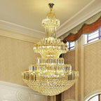 Modern Gold Foyer Extra Large Crystal Chandeliers Round Luxury Ceiling Light Fixture For Hall Entrance - fovolighting