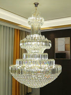 Modern Gold Foyer Extra Large Crystal Chandeliers Round Luxury Ceiling Light Fixture For Hall Entrance - fovolighting