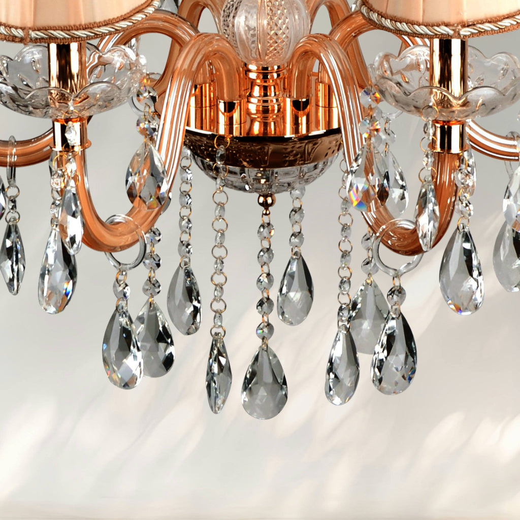 Modern Gold K9 Crystal Flush Mount Chandelier – 6 Light, E12 Base - fovolighting