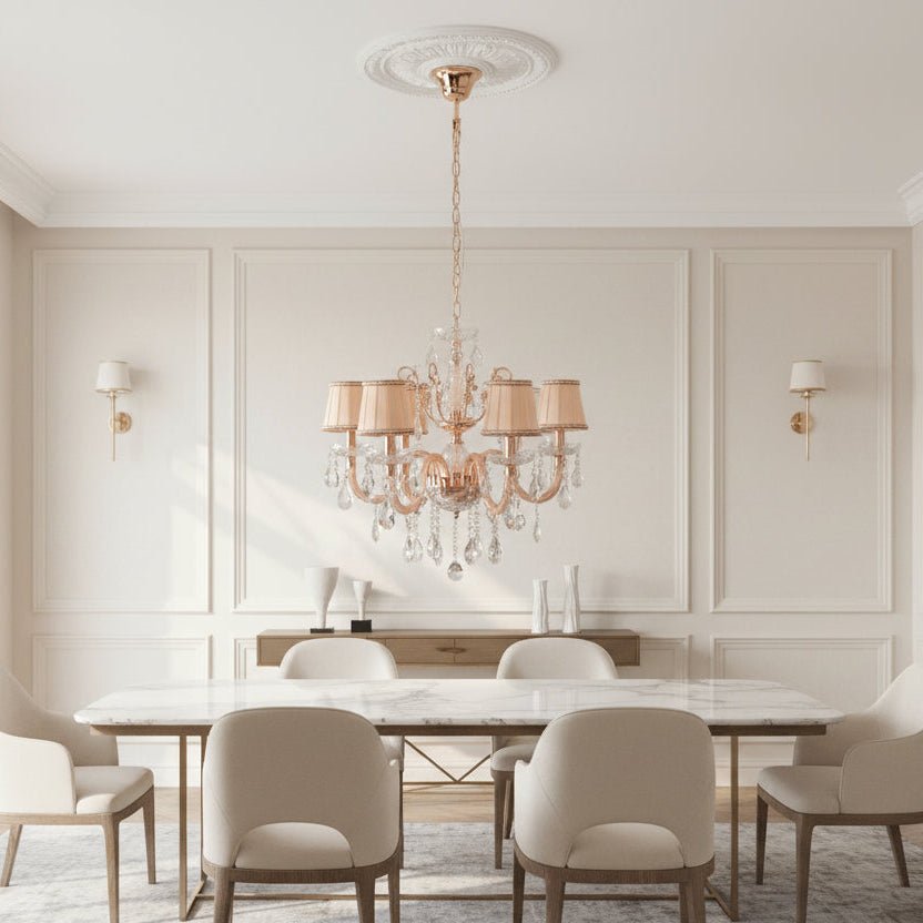 Modern Gold K9 Crystal Flush Mount Chandelier – 6 Light, E12 Base - fovolighting