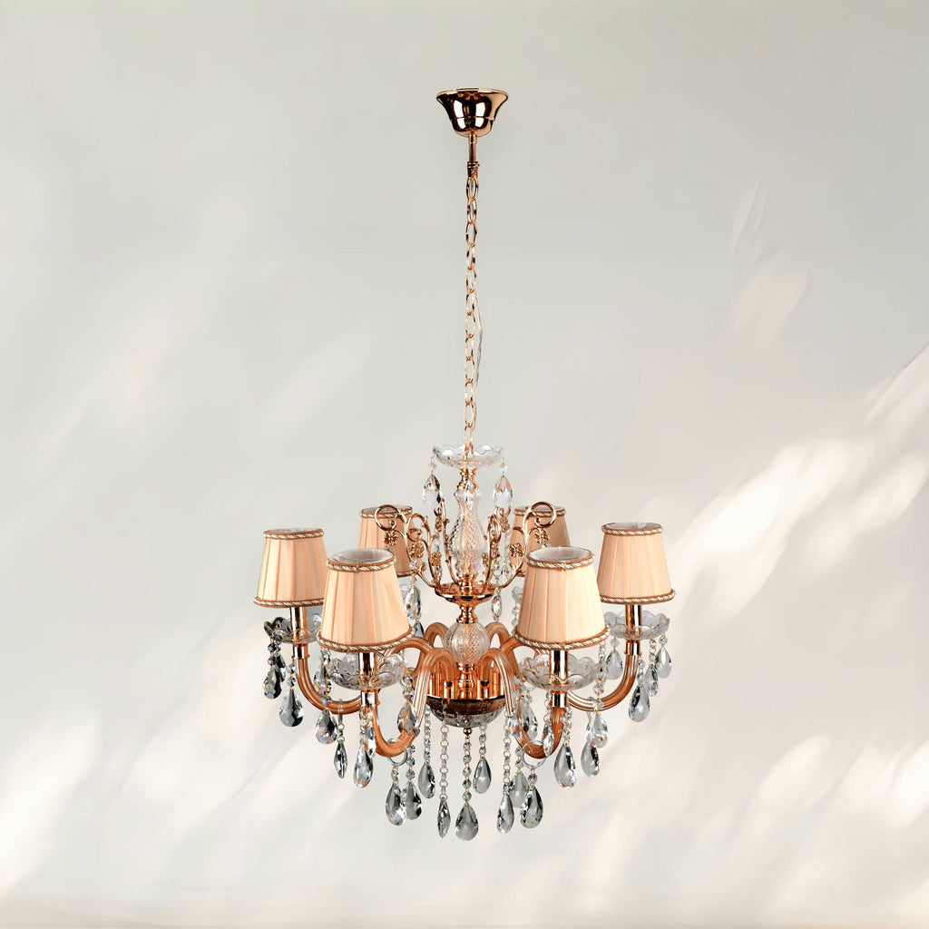 Modern Gold K9 Crystal Flush Mount Chandelier – 6 Light, E12 Base - fovolighting